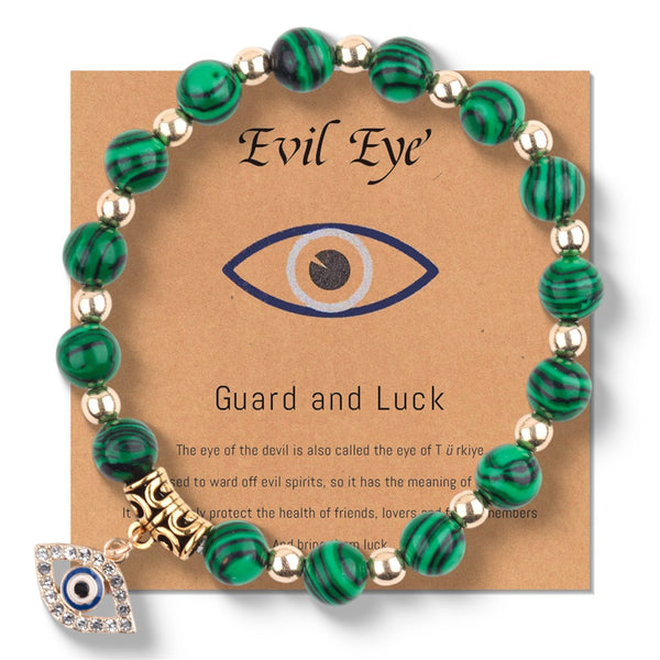 Green Malachite-Style Evil Eye Bracelet - product reference photo
