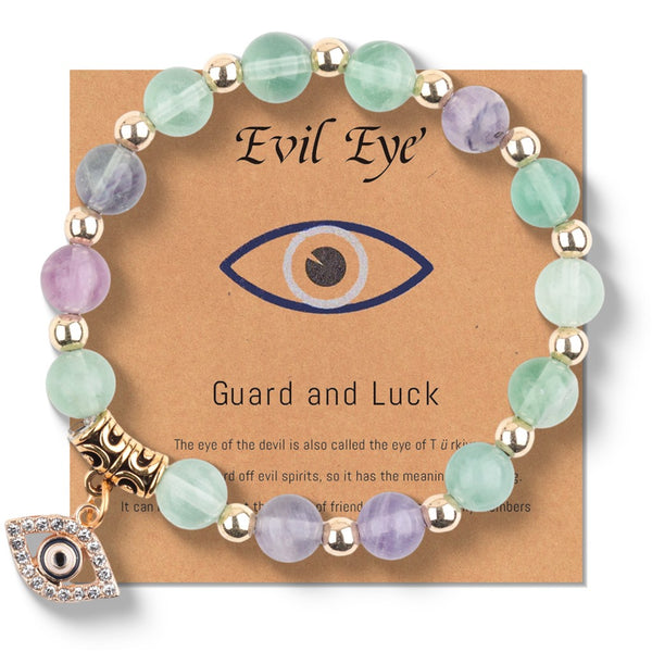 Green Lilac Fluorite Evil Eye Bracelet - product reference photo