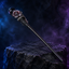 Handmade Blue Sandstone Crystal Magic Ritual Wand with Wooden Shaft - hero shot