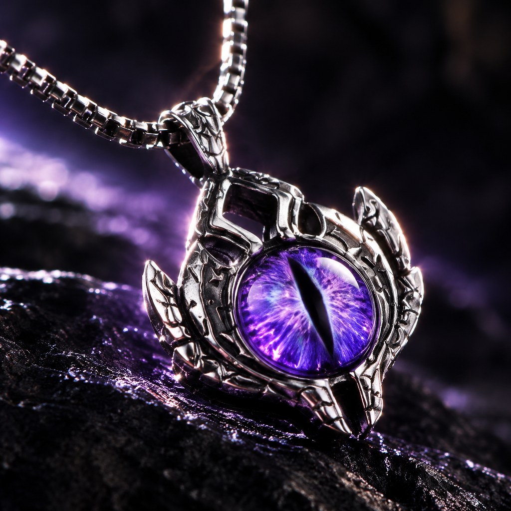 Men's Evil Eye Box Chain Necklace – Close-up of the box chain links and the clasp
