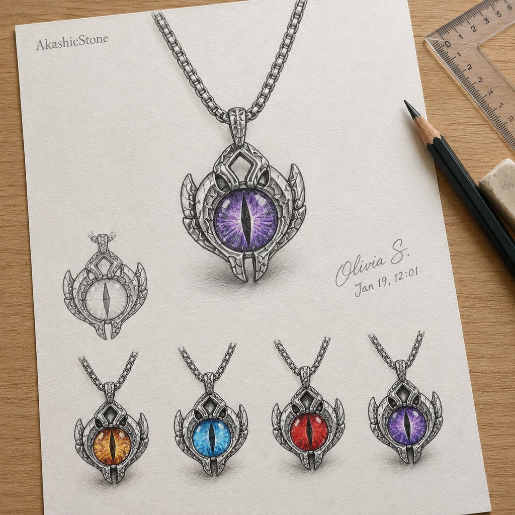 Men's Evil Eye Box Chain Necklace | 70 cm Chain, 30 x 42 mm Pendant