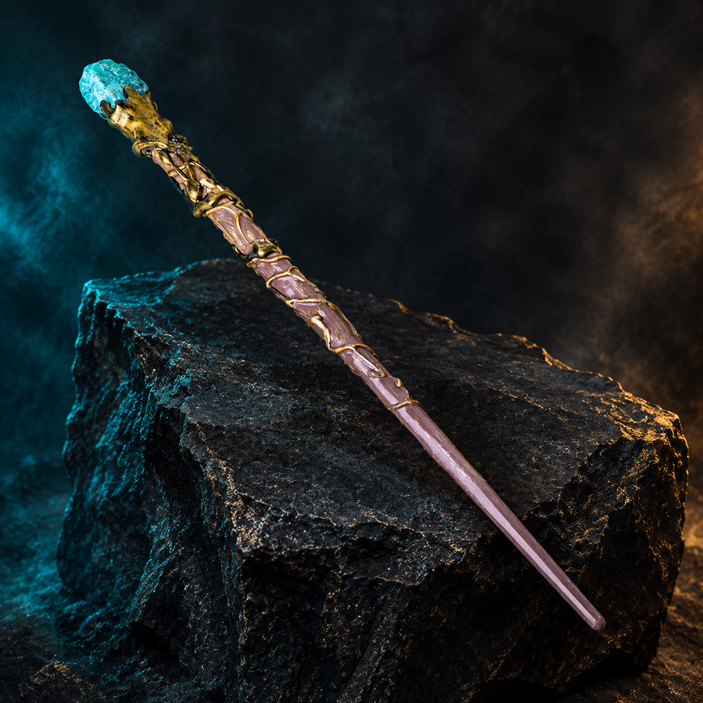 Natural Amazonite Raw Stone Magic Wand - Handmade 32-38cm - magic_wand_sku16_34cm_hero_square