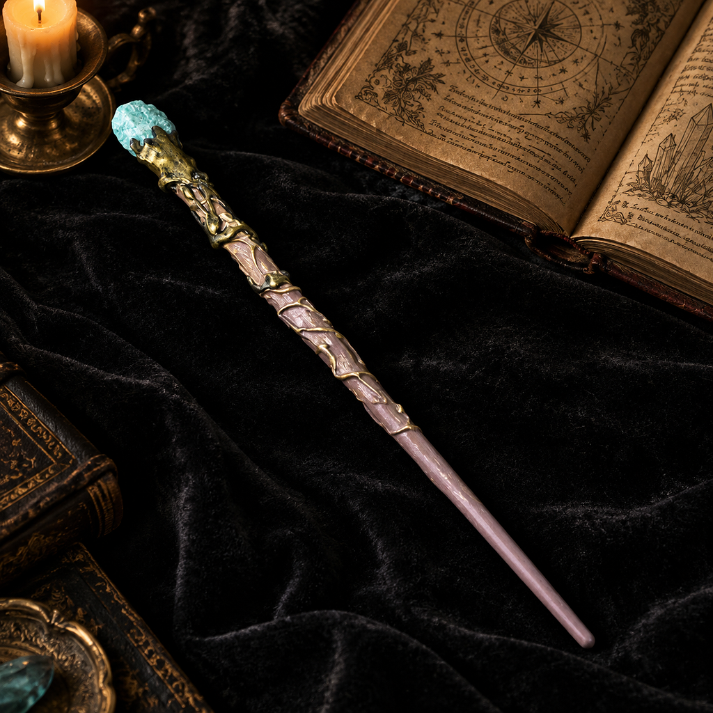 Natural Amazonite Raw Stone Magic Wand - Handmade 32-38cm - magic_wand_sku16_34cm_lifestyle_square