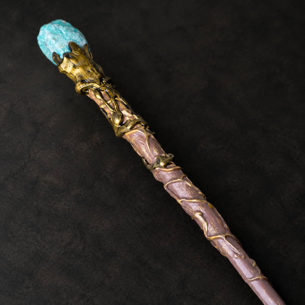 Natural Amazonite Raw Stone Magic Wand - Handmade 32-38cm - magic_wand_sku16_34cm_material_detail_square
