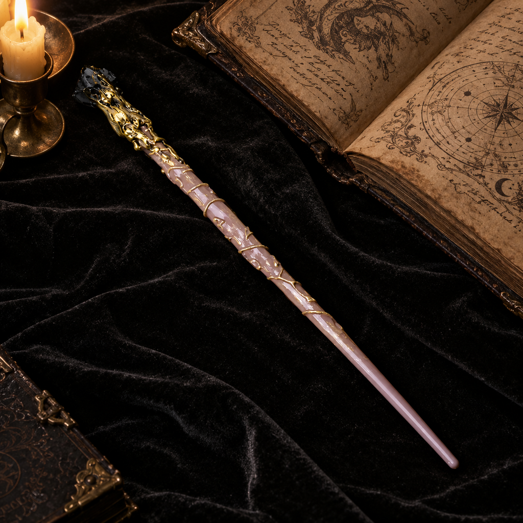 Natural Black Obsidian Raw Stone Magic Wand - Handmade 32-38cm - magic_wand_34cm_lifestyle_square