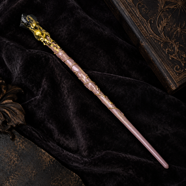 Natural Black Obsidian Raw Stone Magic Wand - Handmade 32-38cm - magic_wand_34cm_material_detail_square
