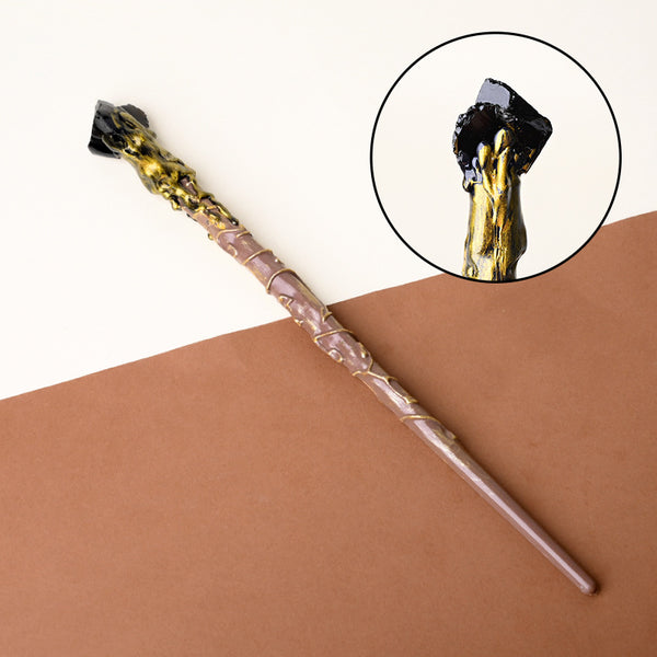 Natural Black Obsidian Raw Stone Magic Wand - Handmade 32-38cm - magic_wand_34cm_original_reference