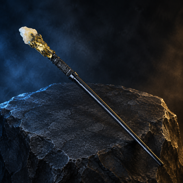 Natural Citrine Raw Stone Magic Wand - Handmade 32-38cm - magic_wand_sku05_34cm_hero_square