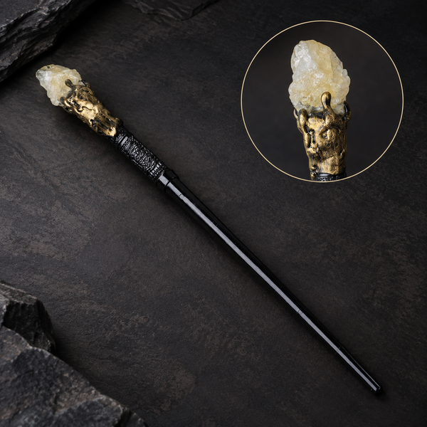 Natural Citrine Raw Stone Magic Wand - Handmade 32-38cm - magic_wand_sku05_34cm_material_detail_square
