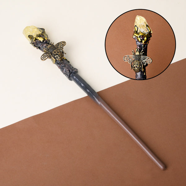 Natural Citrine Style 2 Raw Stone Magic Wand - Handmade 32-38cm - magic_wand_sku06_34cm_original_reference