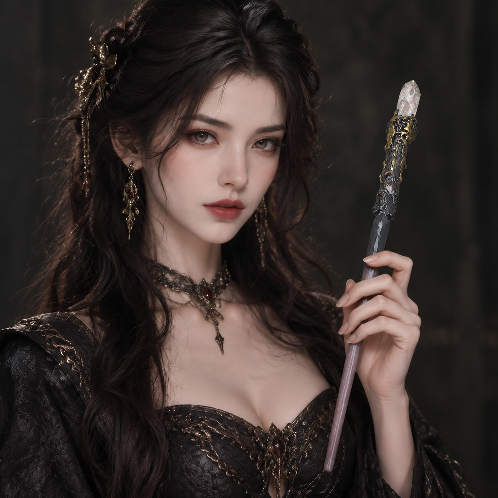 Natural Clear Quartz Column Raw Stone Magic Wand - Handmade 32-38cm - magic_wand_sku18_34cm_halfbody_handheld_square