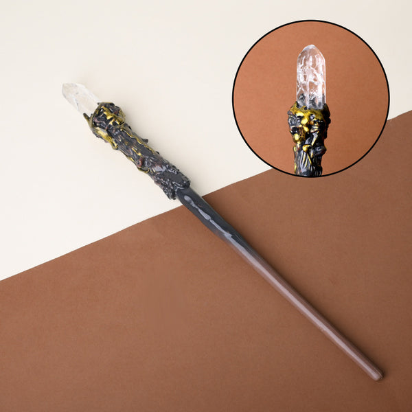 Natural Clear Quartz Column Raw Stone Magic Wand - Handmade 32-38cm - magic_wand_sku18_34cm_original_reference