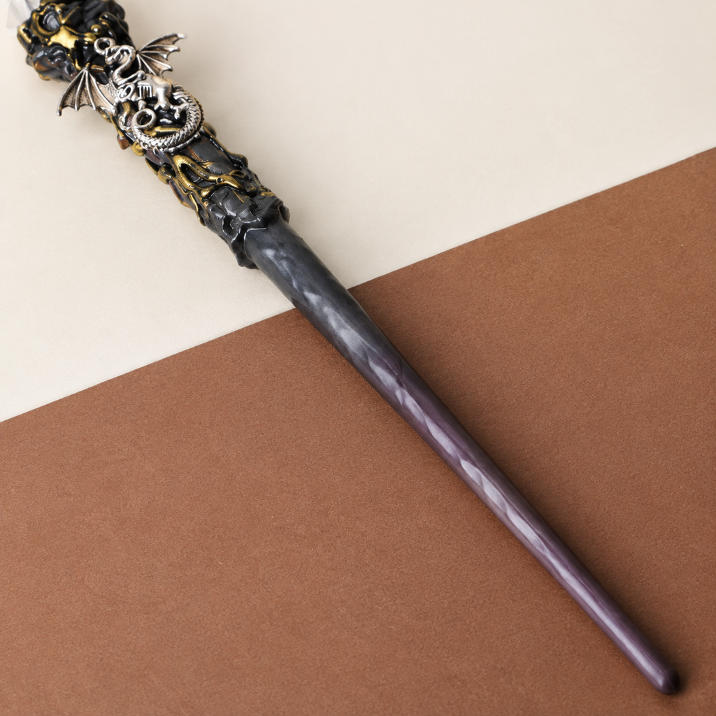 Natural Clear Quartz Column Style 2 Raw Stone Magic Wand - Handmade 32-38cm - magic_wand_sku19_34cm_material_detail_square