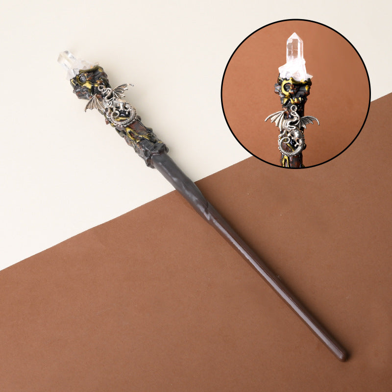 Natural Clear Quartz Column Style 2 Raw Stone Magic Wand - Handmade 32-38cm - magic_wand_sku19_34cm_original_reference