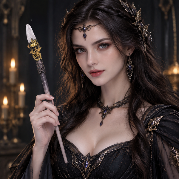 Natural Clear Quartz Style 3 Raw Stone Magic Wand - Handmade 32-38cm - magic_wand_sku11_34cm_halfbody_handheld_square