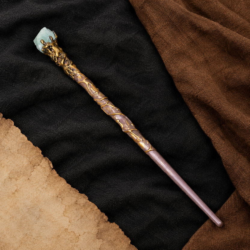 Green Fluorite Raw Stone Magic Wand Handmade Crystal Wand – Handmade 32-38cm - magic_wand_sku15_34cm_flat_lay_square Hauptbild