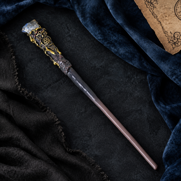 Natural Lapis Lazuli Raw Stone Magic Wand - Handmade 32-38cm - magic_wand_sku03_34cm_flat_lay_square