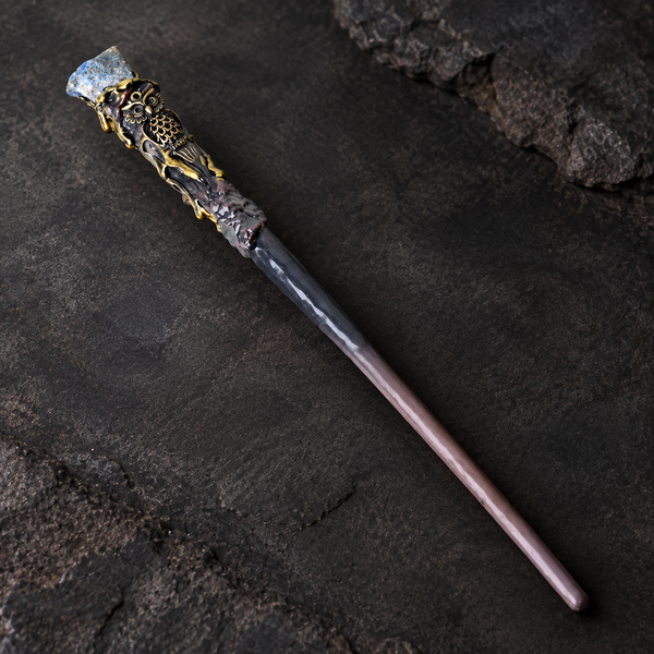 Natural Lapis Lazuli Raw Stone Magic Wand - Handmade 32-38cm - magic_wand_sku03_34cm_ornament_detail_square