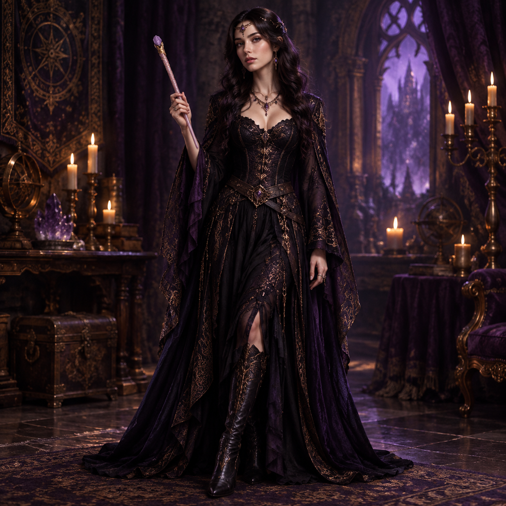 Natural Purple Mica Raw Stone Magic Wand - Handmade 32-38cm - magic_wand_sku12_34cm_handheld_square