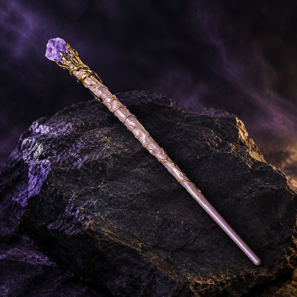 Natural Purple Mica Raw Stone Magic Wand - Handmade 32-38cm - magic_wand_sku12_34cm_hero_square