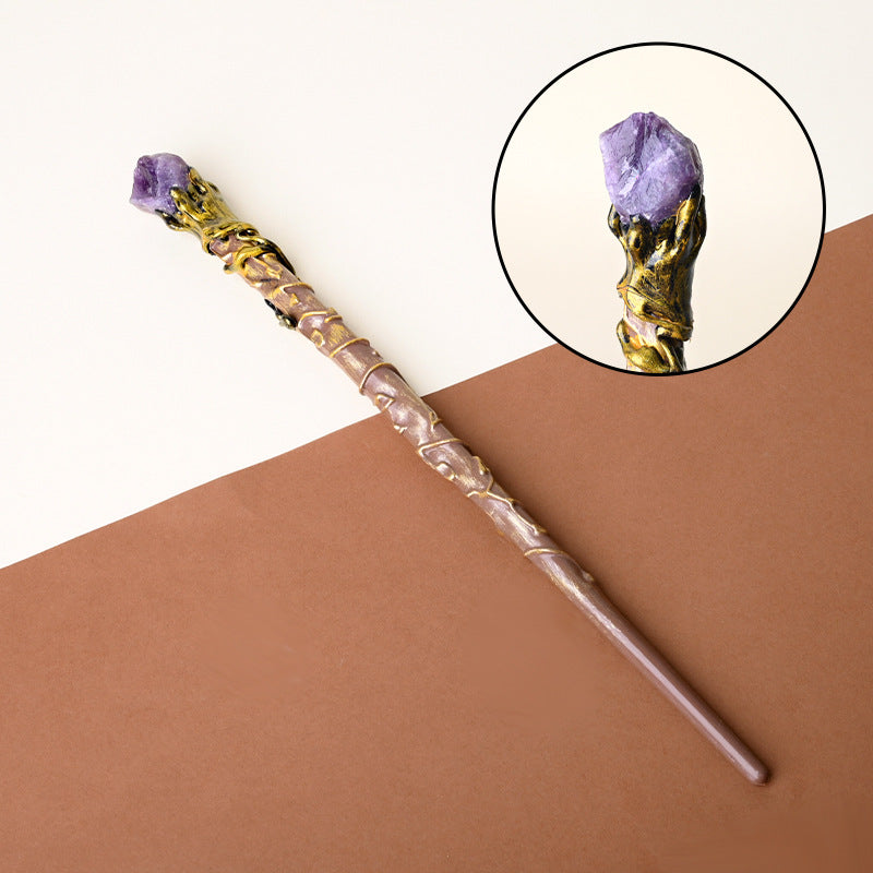 Natural Purple Mica Raw Stone Magic Wand - Handmade 32-38cm - magic_wand_sku12_34cm_original_reference