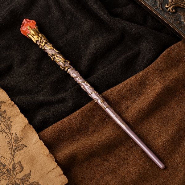 Natural Red Jasper Raw Stone Magic Wand - Handmade 32-38cm - magic_wand_sku13_34cm_flat_lay_square