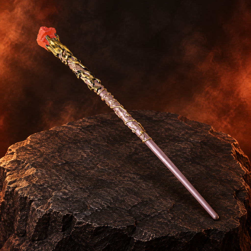 Natural Red Jasper Raw Stone Magic Wand - Handmade 32-38cm - magic_wand_sku13_34cm_hero_square