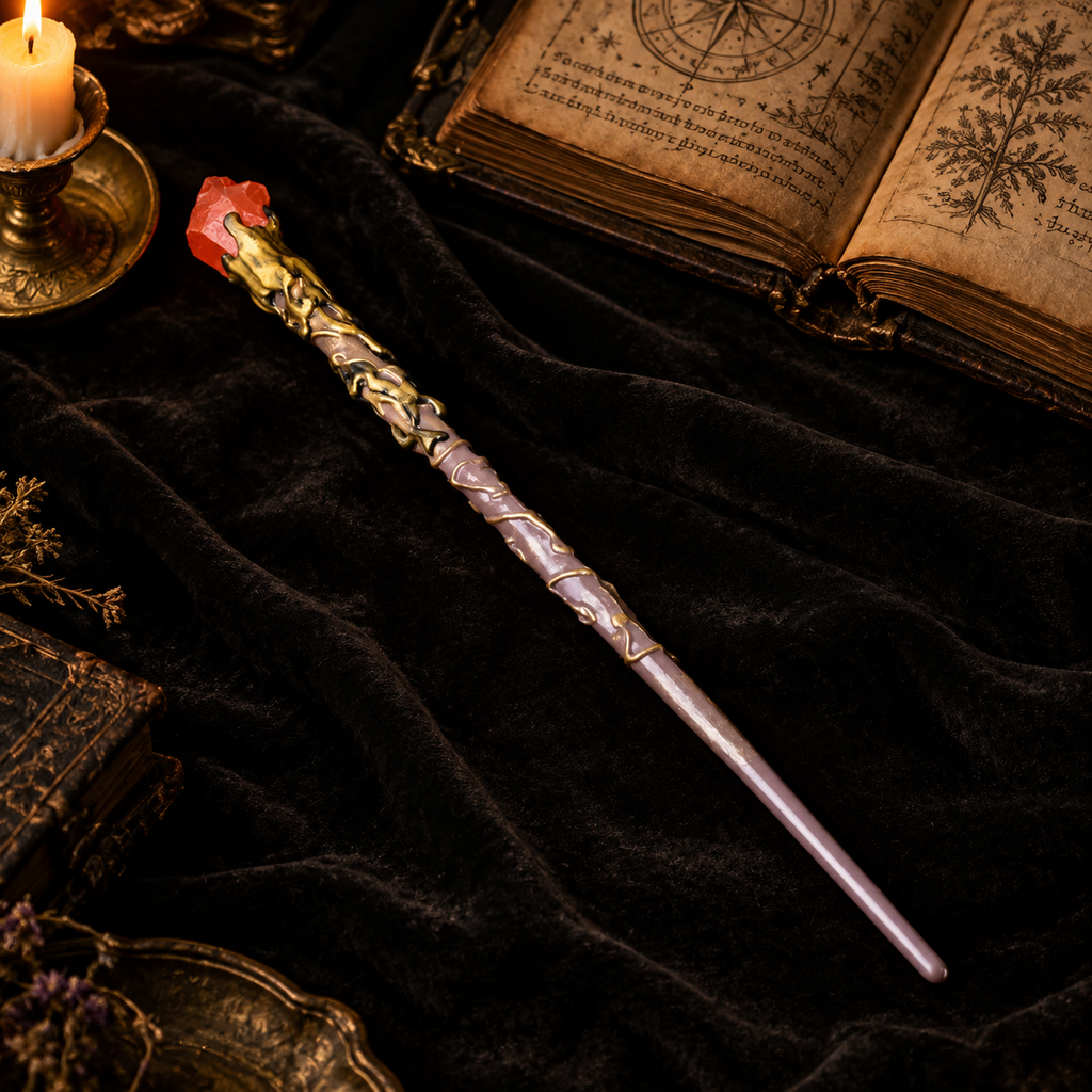 Natural Red Jasper Raw Stone Magic Wand - Handmade 32-38cm - magic_wand_sku13_34cm_lifestyle_square