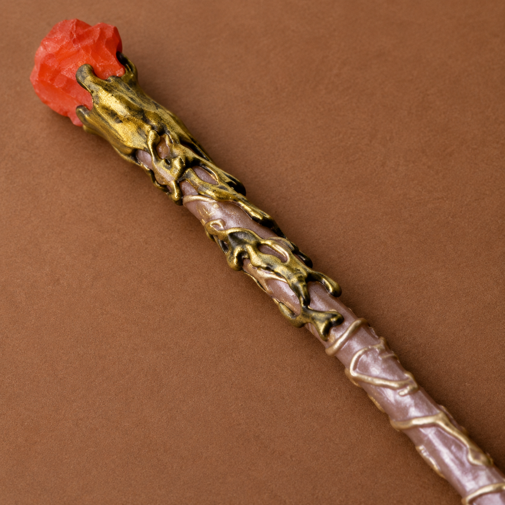 Natural Red Jasper Raw Stone Magic Wand - Handmade 32-38cm - magic_wand_sku13_34cm_material_detail_square