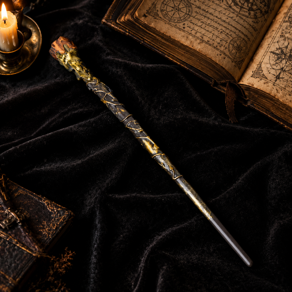 Natural Tiger's Eye Raw Stone Magic Wand - Handmade 32-38cm - magic_wand_sku02_34cm_lifestyle_square