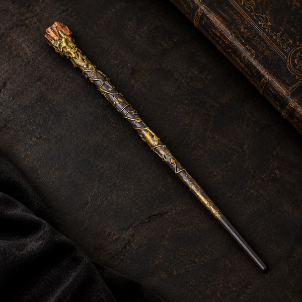 Natural Tiger's Eye Raw Stone Magic Wand - Handmade 32-38cm - magic_wand_sku02_34cm_material_detail_square