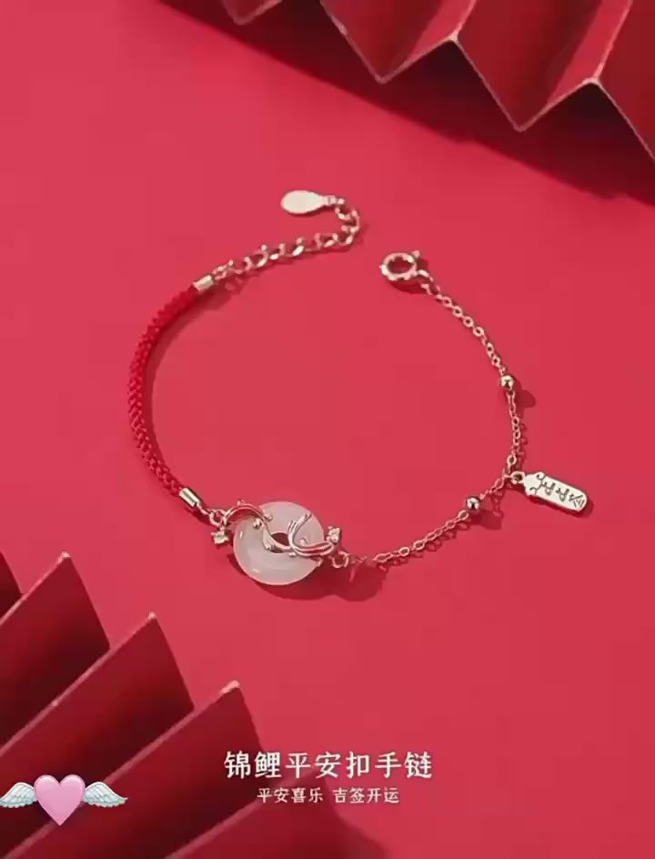 Koi Fish Peace Button Bracelet