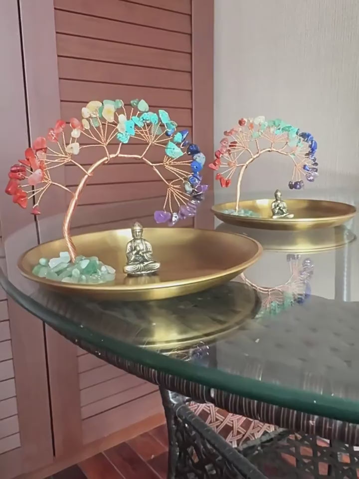 Crystal Tree with Buddha Tabletop Decoration