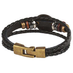 Punk Alloy Leather Zodiac Bracelet – profile view showing bead arrangement and buckle clasp detail