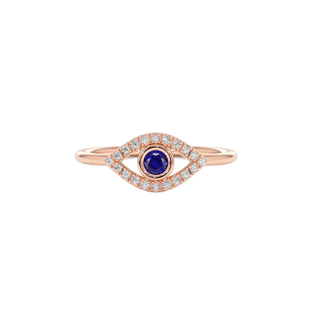 Rose Gold Plated Evil Eye Adjustable Ring for Women - product photo
