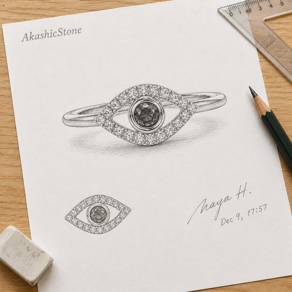 Silver Plated Blue Evil Eye Adjustable Ring for Women - line art