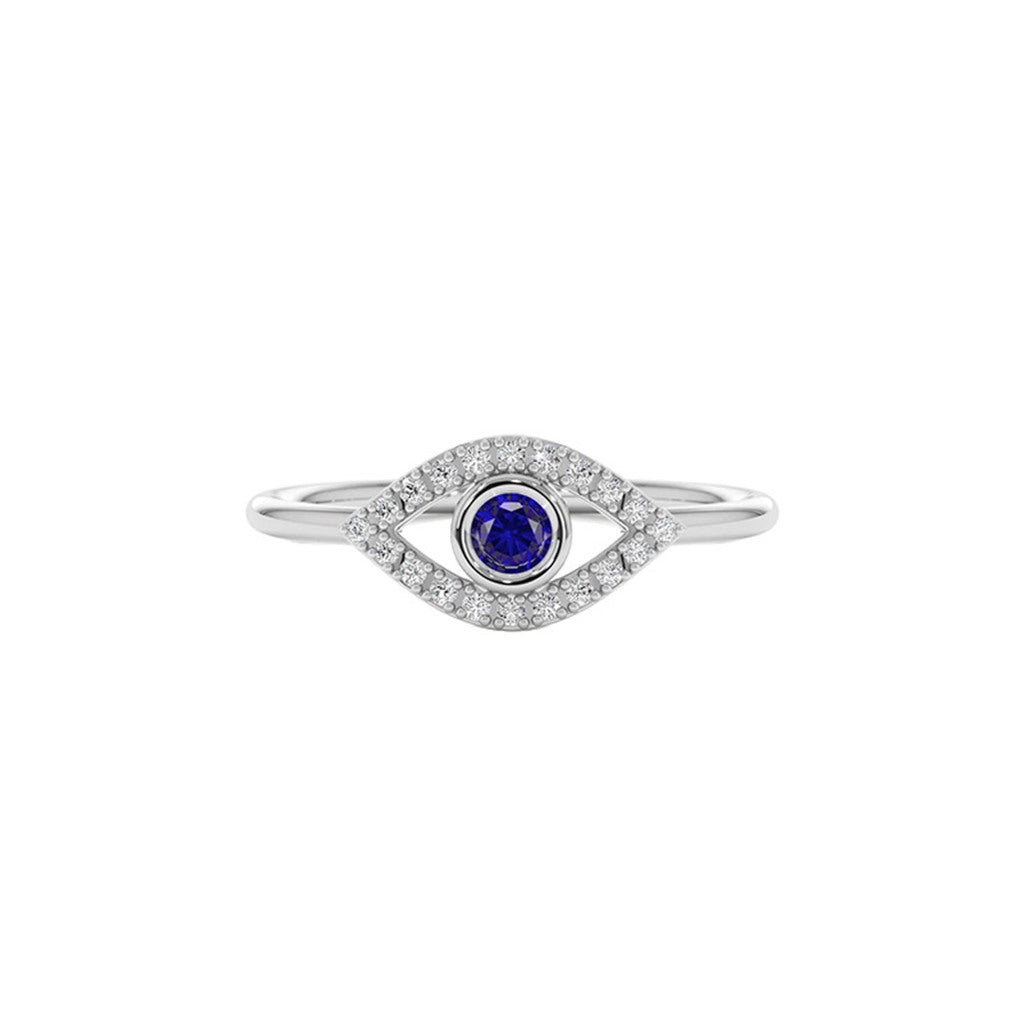 Silver Plated Blue Evil Eye Adjustable Ring for Women - product photo