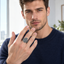 Silver Plated Hamsa Evil Eye Adjustable Ring for Men - front view