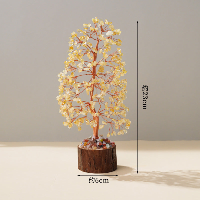 Colorful Crystal Wealth Tree – Yellow citrine with dimensions, success decor