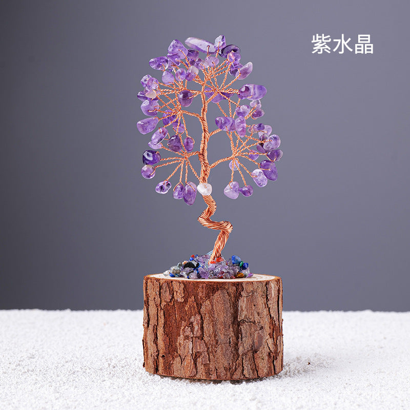 Colorful Crystal Wealth Tree – Purple amethyst twisted trunk, intuition decor