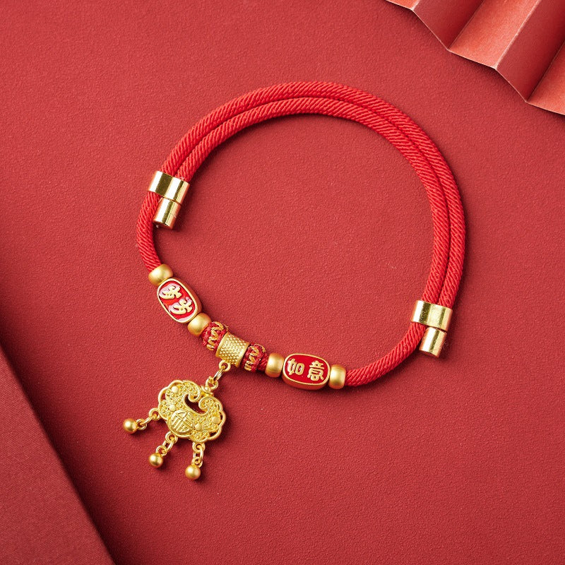 Handmade New Year Pet Collar – Blessing / S  15-30CM, front view, amulet necklace