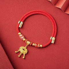 Handmade New Year Adjustable Pet Collar Necklace with Blessing Lock for Cats Dogs