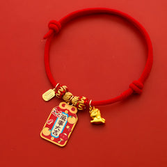 Gold Red New Year Collar for Cats & Dogs with Fortune Charm Pet Necklace Decor