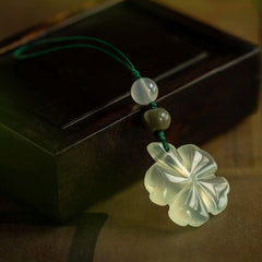 Porte-clés trèfle à quatre feuilles en jade, breloque pour téléphone, pendentif porte-clés de voiture fait main