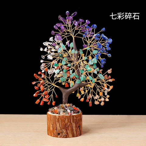 Colorful Crystal Wealth Tree – Rainbow seven-color chakra tree, prosperity decor Imagen principal del producto