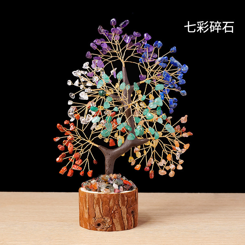 Colorful Crystal Wealth Tree – Rainbow seven-color chakra tree, prosperity decor