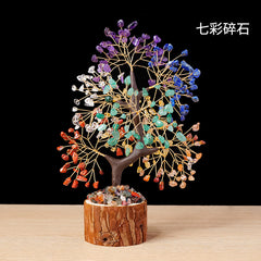 Colorful Crystal Wealth Tree – Rainbow seven-color chakra tree, prosperity decor