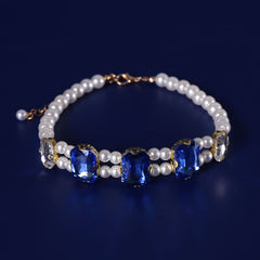Crystal Rhinestone Pearl Cat Collar Necklace, Luxury Sparkly Jewelry for Pets