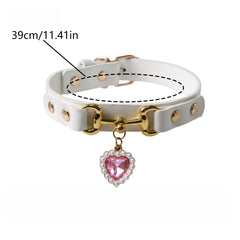 Adjustable PU Leather Dog Collar, Pet Necklace Accessories for Cute Puppy