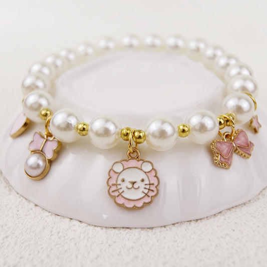 Princess Elastic Pearl Pet Collar – Cat / S 16CM ( Beads 8MM), image 2, amulet necklace